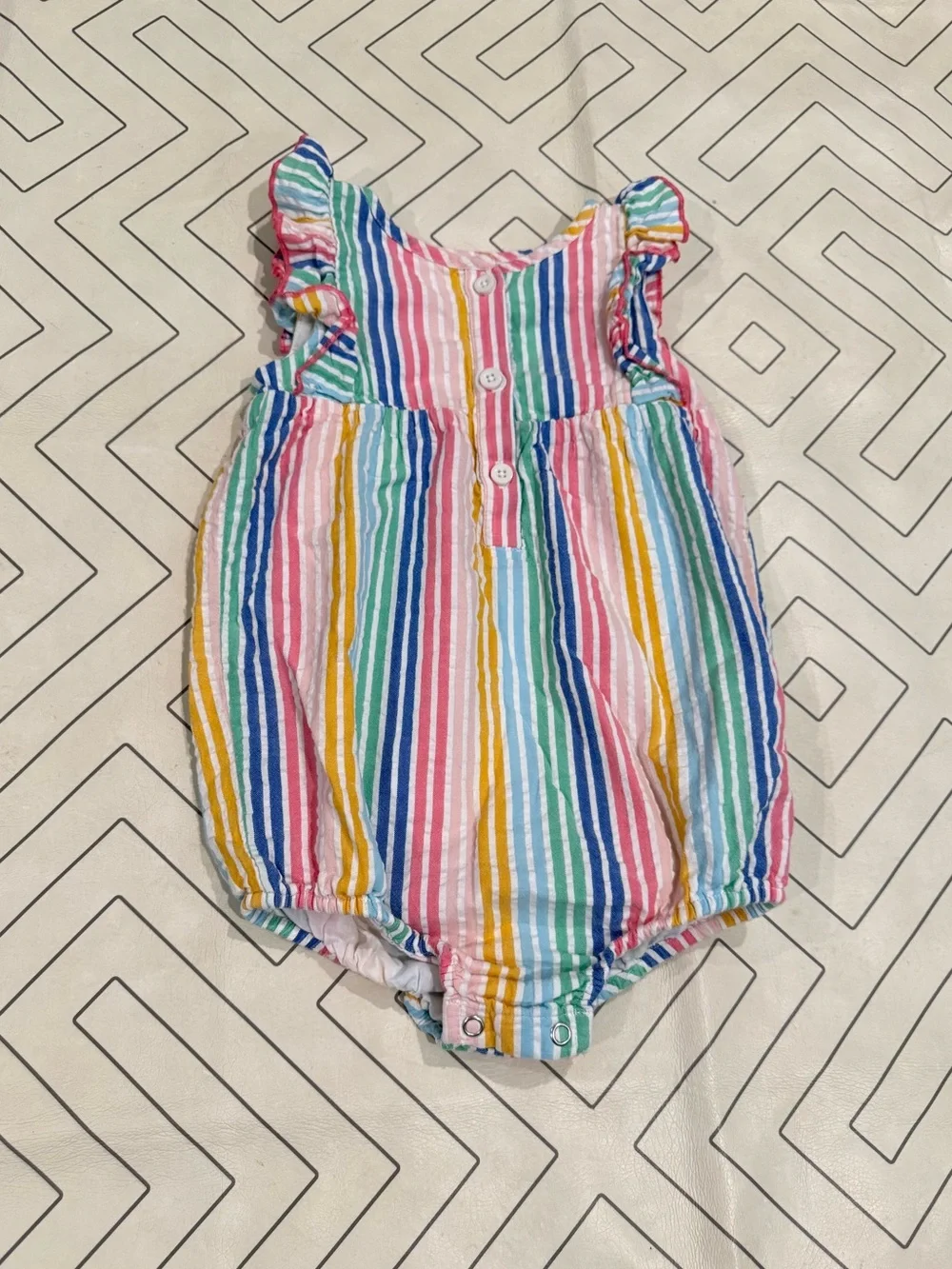 Baby Boden Seersucker Multicolor Stripe Bubble Romper